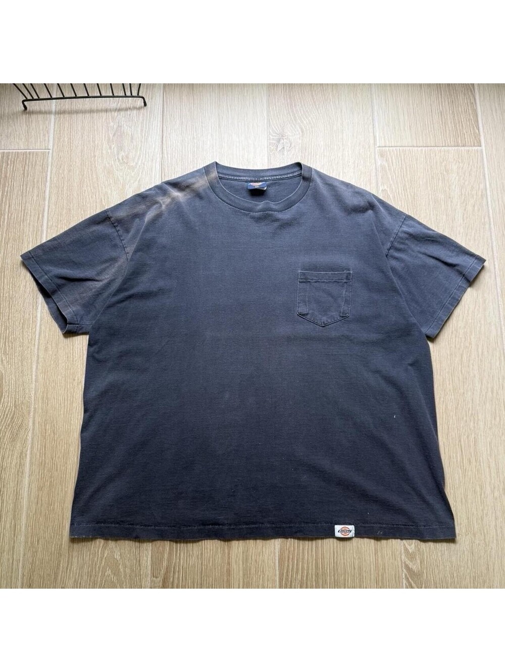 Vintage 90s Dickies Blank Cotton Faded Black Pocket T-Shirt Size 3XL Boxy Fit